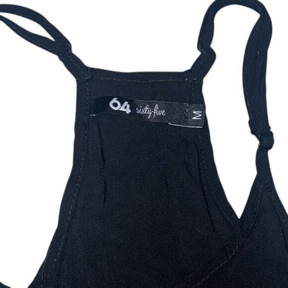 Black Fringe Halter Top With Embroidered Tribal Design By 64 Sixty Five Rayon Ma - Picture 4 of 8